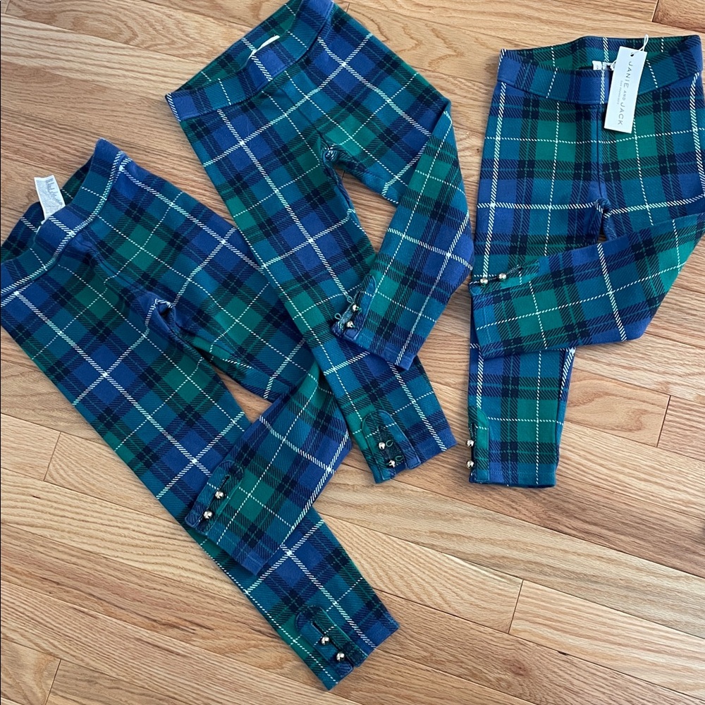 MATCHING Janie and Jack girls pants green blue gold buttons 2t, 4 or 6